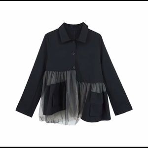 Blazer Suit top see-through sheer blouses. Shirt